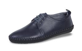 Σκούρο μπλε ανδρικά δερμάτινα παπούτσια με διακοσμητική ραφή снимка