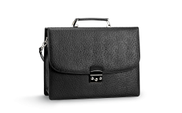Επαγγελματική τσάντα σε μαύρο χρώμα από γνήσιο δέρμα με ανάγλυφα снимка