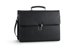 Επαγγελματική τσάντα σε μαύρο χρώμα από γνήσιο δέρμα снимка