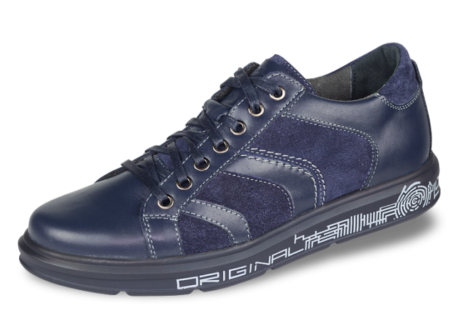 Ανδρικά αθλητικά παπούτσια σε σκούρο μπλε χρώμα με διακόσμηση στην σόλα φωτογραφία 