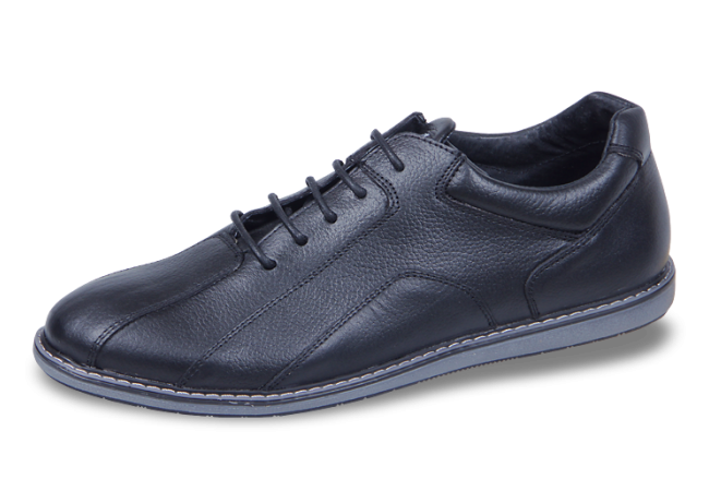 Ελαφριά ανδρικά αθλητικά παπούτσια από γνήσιο δέρμα σε μαύρο χρώμα φωτογραφία 